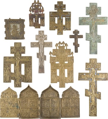 Bild SAMMLUNG VON ZEHN IKONEN: KRUZIFIXE, CHRISTUS PANTOKRATOR SOWIE EIN TETRAPTYCHON MIT FESTTAGEN