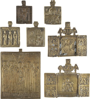 Bild SAMMLUNG VON SIEBEN BRONZE-IKONEN MIT AUSGEWÄHLTEN HEILIGEN