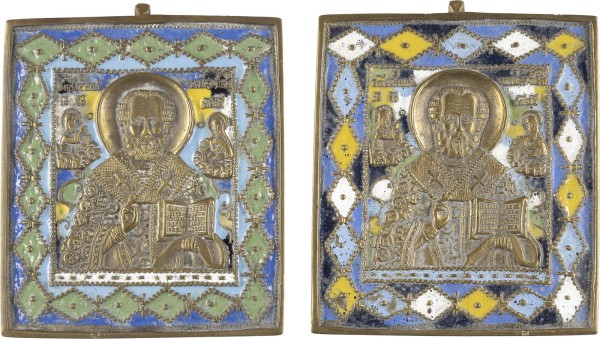 Picture ZWEI BRONZE-IKONEN MIT DEM HEILIGEN NIKOLAUS VON MYRA