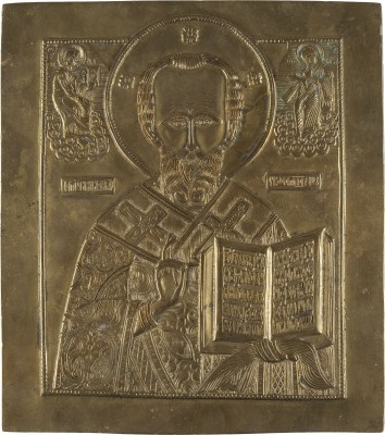 Picture GROSSE BRONZE-IKONE MIT DEM HEILIGEN NIKOLAUS VON MYRA
