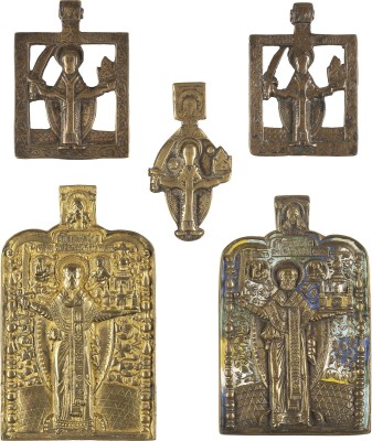 Bild SAMMLUNG VON FÜNF BRONZE-IKONEN MIT DEM HEILIGEN NIKOLAUS VON MOSCHAISK