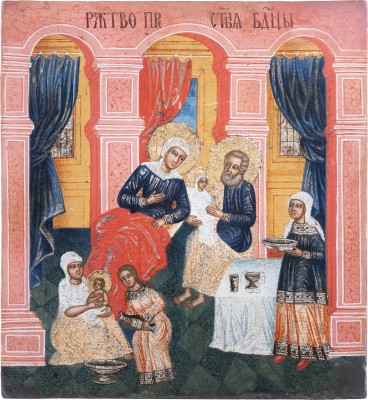 Picture GROSSFORMATIGE IKONE MIT DER GEBURT DER GOTTESMUTTER AUS EINER KIRCHEN-IKONOSTASE