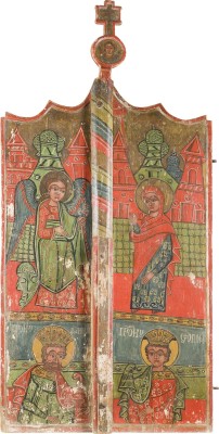 Bild MONUMENTALE KÖNIGSTÜR EINER KIRCHEN-IKONOSTASE MIT VERKÜNDIGUNG UND DEN PROPHETEN SALOMON UND DAVID