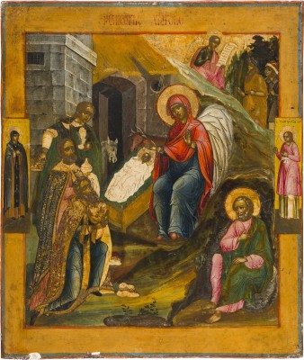 Bild FEINE IKONE MIT DER GEBURT UND DER ANBETUNG CHRISTI
