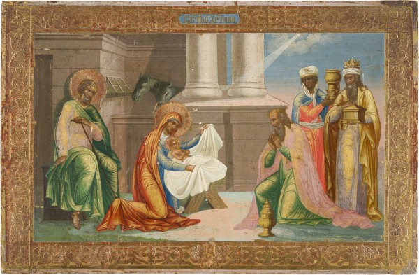 Bild GROSSE IKONE MIT DER ANBETUNG CHRISTI AUS EINER KIRCHEN-IKONOSTASE