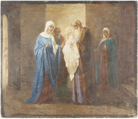 Bild GROSSE IKONE MIT DER DARBRINGUNG CHRISTI IM TEMPEL AUS EINER KIRCHEN-IKONOSTASE
