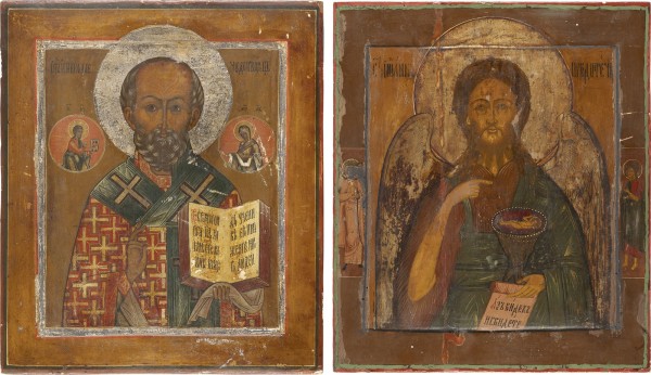 Auction 151<br>ZWEI IKONEN: JOHANNES DER VORLÄUFER UND DER HEILIGE NIKOLAUS VON MYRA