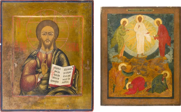 Auction 151<br>ZWEI IKONEN: CHRISTUS PANTOKRATOR UND VERKLÄRUNG CHRISTI