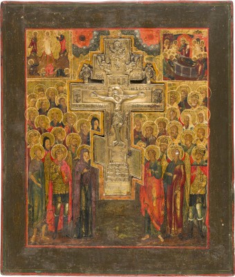 Picture STAUROTHEK-IKONE MIT DER VERKLÄRUNG CHRISTI UND DEM ENTSCHLAFEN DER GOTTESMUTTER MIT PATRONATSHEILIGEN