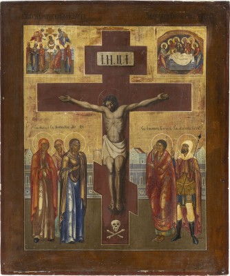 Bild GROSSE IKONE MIT DER KREUZIGUNG CHRISTI, DER KREUZABNAHME UND DER GRABLEGUNG