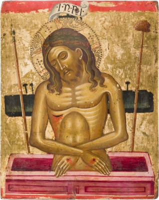 Auktion 151<br>SEHR FEINE IKONE MIT CHRISTUS ALS SCHMERZENSMANN