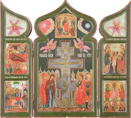 Picture TRIPTYCHON MIT DER KREUZIGUNG CHRISTI UND HOCHFESTEN