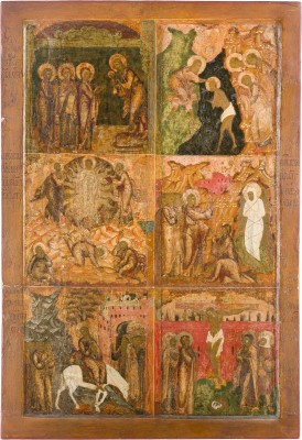 Auktion 151<br>MONUMENTALE IKONE MIT SECHS HOCHFESTEN DES ORTHODOXEN KIRCHENJAHRES