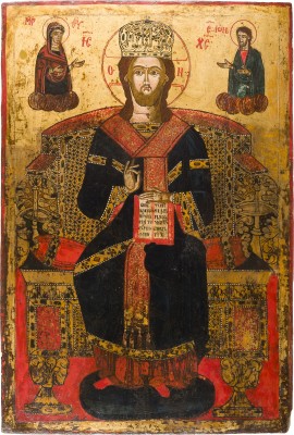 Picture MONUMENTALE IKONE MIT DEM THRONENDEN CHRISTUS AUS EINER KIRCHEN-IKONOSTASE