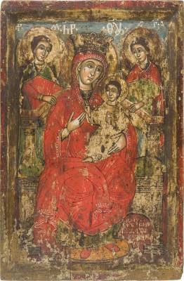 Picture GROSSFORMATIGE DATIERTE IKONE MIT DER THRONENDEN GOTTESMUTTER