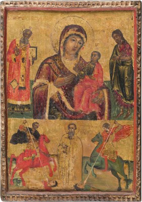 Picture MEHRFELDER-IKONE MIT DER GOTTESMUTTER HODEGETRIA UND AUSGEWÄHLTEN HEILIGEN
