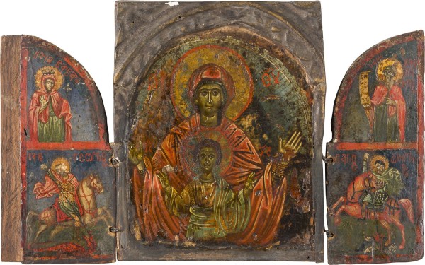 Picture TRIPTYCHON MIT DER GOTTESMUTTER DES ZEICHENS UND HEILIGEN