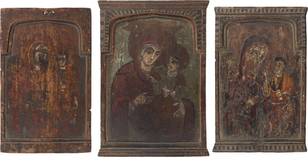 Auktion 151<br>DREI TRIPTYCHON-MITTELTEILE MIT DER GOTTESMUTTER