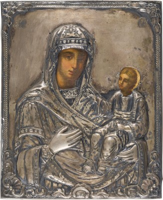 Bild KLEINE IKONE MIT DER GOTTESMUTTER HODEGETRIA MIT OKLAD