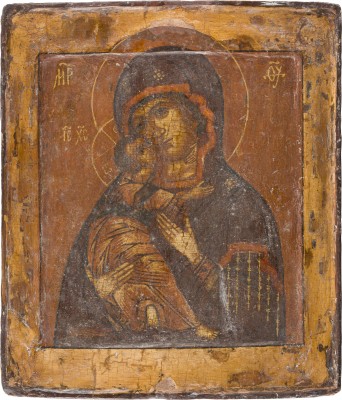 Auction 151<br>SIGNIERTE IKONE MIT DER GOTTESMUTTER VON WLADIMIR (WLADIMIRSKAJA)