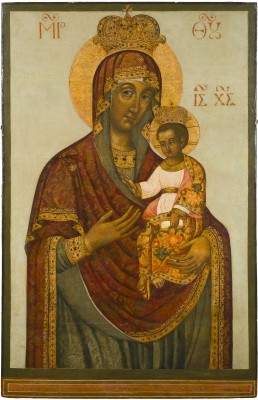 Auction 151<br>MONUMENTALE UND SEHR FEINE IKONE MIT DER GOTTESMUTTER ILLINSKAJA-CHERNIGOWSKAJA AUS EINER KIRCHEN-IKONOSTASE
