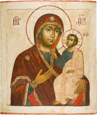 Bild MONUMENTALE IKONE MIT DER GOTTESMUTTER VON SMOLENSK (SMOLENSKAJA) AUS EINER KIRCHEN-IKONOSTASE