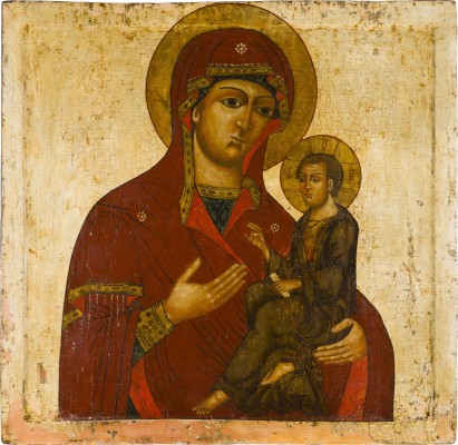 Picture MONUMENTALE IKONE MIT DER GOTTESMUTTER 'IWERSKAJA' AUS EINER KIRCHEN-IKONOSTASE