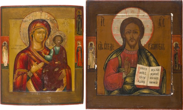 Auction 151<br>ZWEI IKONEN: GOTTESMUTTER SMOLENSKAJA UND CHRISTUS PANTOKRATOR