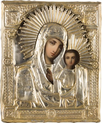 Bild IKONE MIT DER GOTTESMUTTER VON KASAN (KASANSKAJA) MIT OKLAD