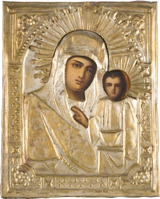 Bild KLEINE IKONE MIT DER GOTTESMUTTER VON KASAN (KASANSKAJA) MIT OKLAD