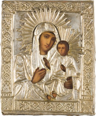 Picture IKONE MIT DER GOTTESMUTTER 'IWERSKAJA' MIT OKLAD