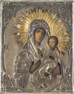 Picture KLEINE IKONE MIT DER GOTTESMUTTER VON SMOLENSK (SMOLENSKAJA) MIT OKLAD