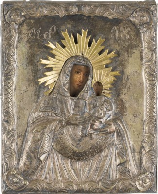 Auktion 151<br>IKONE MIT DER GOTTESMUTTER HODEGETRIA MIT OKLAD