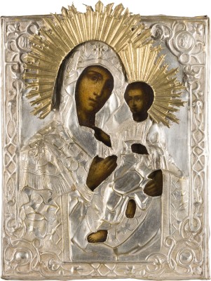 Bild IKONE MIT DER GOTTESMUTTER VON TICHWIN (TICHWINSKAJA) MIT OKLAD