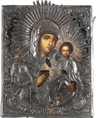 Picture IKONE MIT DER GOTTESMUTTER 'IWERSKAJA' MIT SILBER-OKLAD