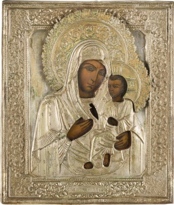 Picture IKONE MIT DER GOTTESMUTTER VON TICHWIN (TICHWINSKAJA) MIT OKLAD