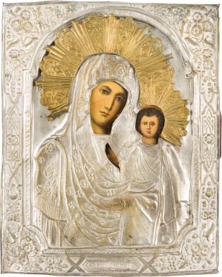 Picture KLEINE IKONE MIT DER GOTTESMUTTER VON KASAN (KASANSKAJA) MIT OKLAD