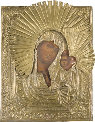 Bild KLEINE IKONE MIT DER GOTTESMUTTER VON KASAN (KASANSKAJA) MIT OKLAD