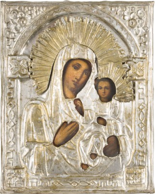 Bild KLEINE IKONE MIT DER GOTTESMUTTER 'IWERSKAJA' MIT OKLAD