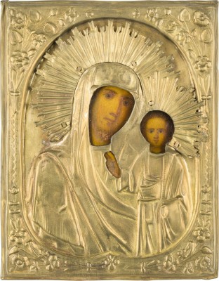 Bild KLEINE IKONE MIT DER GOTTESMUTTER VON KASAN (KASANSKAJA) MIT OKLAD