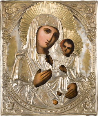 Picture IKONE MIT DER GOTTESMUTTER 'IWERSKAJA' MIT OKLAD