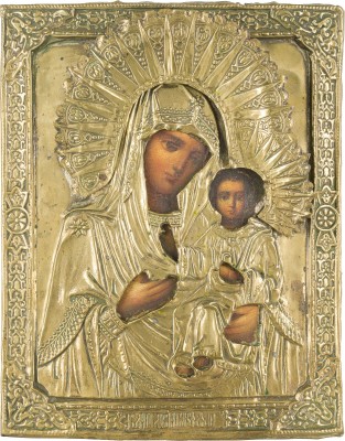 Picture KLEINE IKONE MIT DER GOTTESMUTTER VON SMOLENSK (SMOLENSKAJA) MIT OKLAD