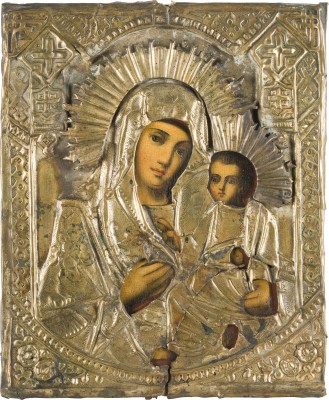 Picture IKONE MIT DER GOTTESMUTTER VON TICHWIN (TICHWINSKAJA) MIT OKLAD