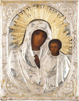 Bild KLEINE IKONE MIT DER GOTTESMUTTER VON KASAN (KASANSKAJA) MIT OKLAD