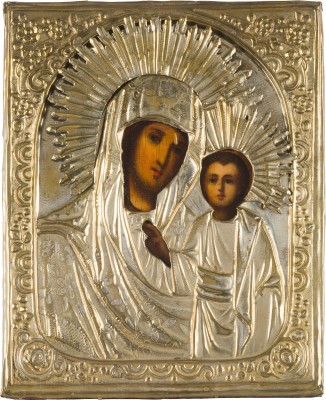 Bild IKONE MIT DER GOTTESMUTTER VON KASAN (KASANSKAJA) MIT OKLAD