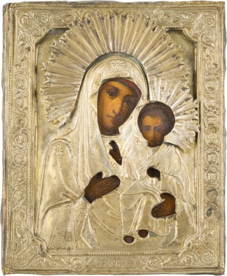 Picture KLEINE IKONE MIT DER GOTTESMUTTER 'IWERSKAYA' MIT VERMEIL-OKLAD