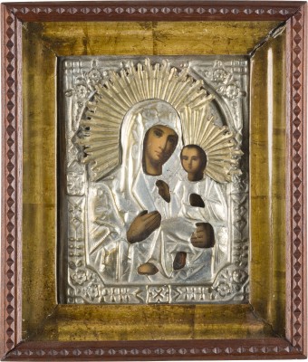 Picture IKONE MIT DER GOTTESMUTTER VON TICHWIN (TICHWINSKAJA) MIT OKLAD IM KIOT