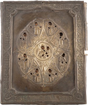 Auction 151<br>KLEINE IKONE MIT DER GOTTESMUTTER 'UNVERBRENNBARER DORNBUSCH' MIT OKLAD