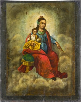 Bild SELTENE IKONE MIT DER GOTTESMUTTER ALS HIMMELSKÖNIGIN