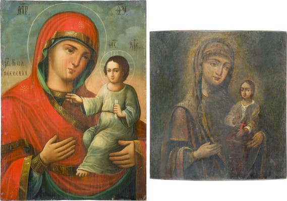 Auction 151<br>ZWEI IKONEN MIT GNADENBILDERN DER GOTTESMUTTER